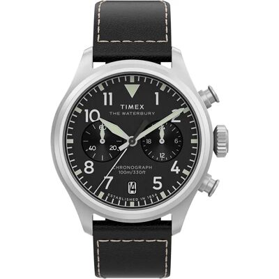 Timex Montre Waterbury Tw2y19000 41mm 10atm Quartz/analogical Black / Black / Mineral One Size Homme - Publicité Timex Montre Waterbury Tw2y19000 41mm 10atm Quartz/analogical Black / Black / Mineral One Size Homme - Publicité