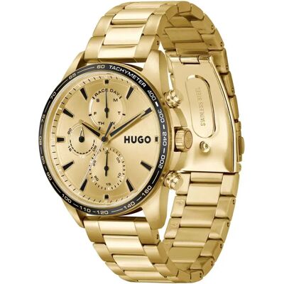 Hugo Montre Drift 43mm 3atm Quartz Analogical Gold / Gold / Mineral One Size - Publicité Hugo Montre Drift 43mm 3atm Quartz Analogical Gold / Gold / Mineral One Size - Publicité