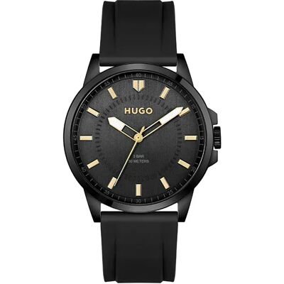 Hugo Montre First 43mm 3atm Quartz Analogical Black / Black / Mineral One Size - Publicité Hugo Montre First 43mm 3atm Quartz Analogical Black / Black / Mineral One Size - Publicité
