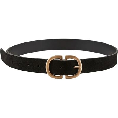Pieces Ceinture Juva Suede Black / Detail W Brushed Gold Buckle 85 cm - Publicité Pieces Ceinture Juva Suede Black / Detail W Brushed Gold Buckle 85 cm - Publicité