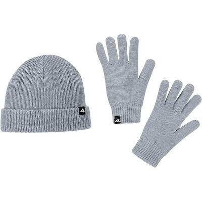 Adidas Bonnet Glove Pack Light Grey Heather / White 60 cm unisex - Publicité Adidas Bonnet Glove Pack Light Grey Heather / White 60 cm unisex - Publicité