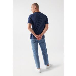 Salsa Jeans New Vneck Basic Slim Fit Short Sleeve T shirt Bleu L Homme Bleu L male