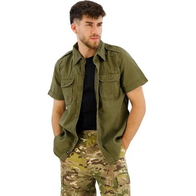 Brandit Chemise à Manches Courtes Vintage Olive XL - Publicité Brandit Chemise à Manches Courtes Vintage Olive XL - Publicité