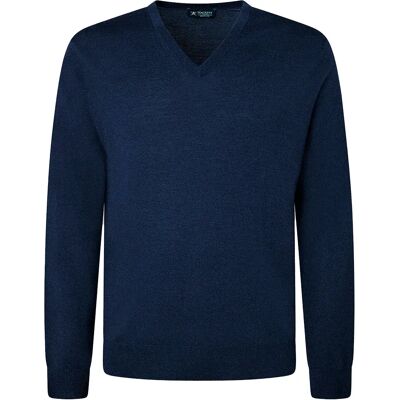 Hackett Pull à Col En V Merino Navy S - Publicité Hackett Pull à Col En V Merino Navy S - Publicité