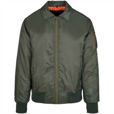 Build Your Brand Blouson Bomber Collar Dark Olive L Homme - Publicité Build Your Brand Blouson Bomber Collar Dark Olive L Homme - Publicité