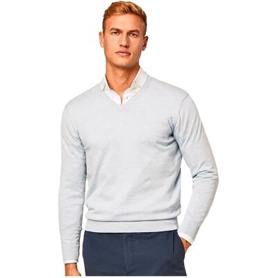 Hackett Pull à Col En V Silk Oxford Blue S - Publicité Hackett Pull à Col En V Silk Oxford Blue S - Publicité