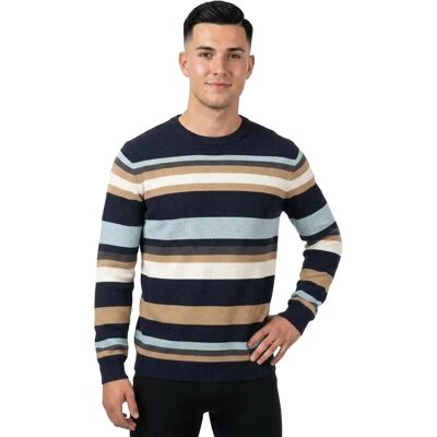 Tom Tailor Pull 1038200 Striped Knit Navy Knitted Multi Stripe M - Publicité Tom Tailor Pull 1038200 Striped Knit Navy Knitted Multi Stripe M - Publicité