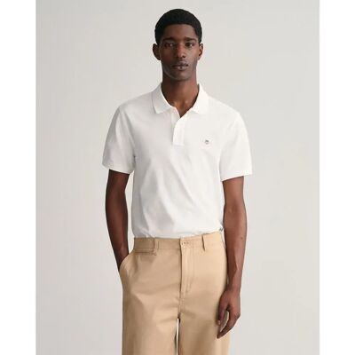 Gant Polo à Manches Courtes Reg Shield White 4XL Homme - Publicité Gant Polo à Manches Courtes Reg Shield White 4XL Homme - Publicité