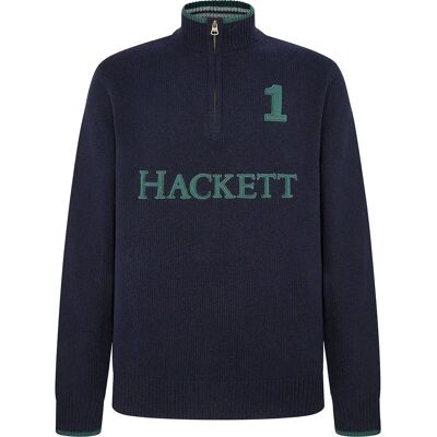Hackett Pull à Demi-zip Hm703226 Chambray Blue M - Publicité Hackett Pull à Demi-zip Hm703226 Chambray Blue M - Publicité