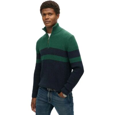 Superdry Pull à Demi-zip Cotton Classics Stripe Henley Navy / Green L - Publicité Superdry Pull à Demi-zip Cotton Classics Stripe Henley Navy / Green L - Publicité