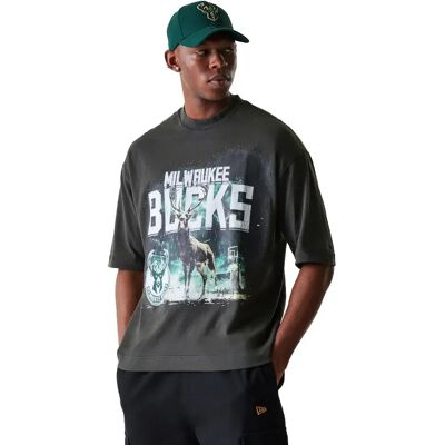 New Era T-shirt à Manches Courtes Nba Washed Graphic Milwaukee Bucks Grey M - Publicité New Era T-shirt à Manches Courtes Nba Washed Graphic Milwaukee Bucks Grey M - Publicité