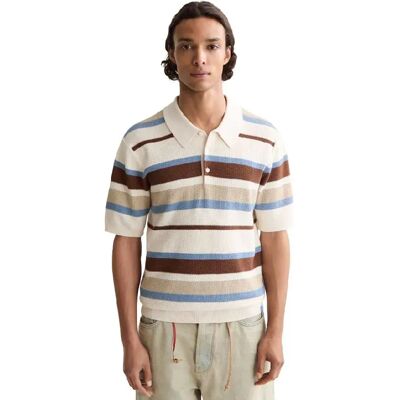 Scotch & Soda Polo à Manches Courtes Regular Fit Knitted Striped Plaza Taupe Stripe M Homme - Publicité Scotch & Soda Polo à Manches Courtes Regular Fit Knitted Striped Plaza Taupe Stripe M Homme - Publicité