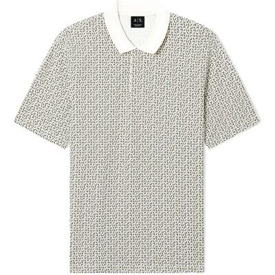 Giorgio Armani Exchange Polo à Manches Courtes Xm000736_af10819 Block Logo Allover Print Cream M Homme - Publicité Giorgio Armani Exchange Polo à Manches Courtes Xm000736_af10819 Block Logo Allover Print Cream M Homme - Publicité