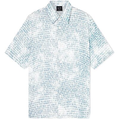 Giorgio Armani Exchange Chemise à Manches Courtes Xm002106_af13235 Lettering Ext.W / China Blue M Homme - Publicité Giorgio Armani Exchange Chemise à Manches Courtes Xm002106_af13235 Lettering Ext.W / China Blue M Homme - Publicité