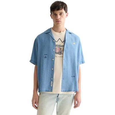 Scotch & Soda Chemise à Manches Courtes 182839 Relaxed Fit Washed Indigo L Homme - Publicité Scotch & Soda Chemise à Manches Courtes 182839 Relaxed Fit Washed Indigo L Homme - Publicité