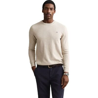 Gant Pull 8030561 Classic Oat Melange S - Publicité Gant Pull 8030561 Classic Oat Melange S - Publicité