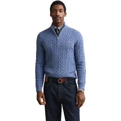 Gant Pull à Demi-zip 8050603 Denim Blue Melange L - Publicité Gant Pull à Demi-zip 8050603 Denim Blue Melange L - Publicité