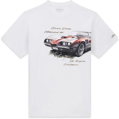 Guess T-shirt à Manches Courtes Painted Car Pure White L Homme - Publicité Guess T-shirt à Manches Courtes Painted Car Pure White L Homme - Publicité