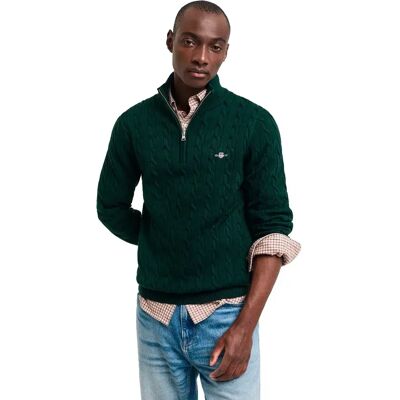 Gant Pull à Demi-zip 8050603 Tartan Green M - Publicité Gant Pull à Demi-zip 8050603 Tartan Green M - Publicité