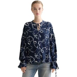 Scotch & Soda Chemisier à Manches Longues Easy Draw String Cuffs Ribbon Navy Aop 40 Femme - Publicité Scotch & Soda Chemisier à Manches Longues Easy Draw String Cuffs Ribbon Navy Aop 40 Femme - Publicité