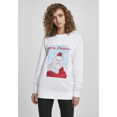 Mister Tee T-shirt à Manches Longues Merry Chritma Cat White S Femme - Publicité Mister Tee T-shirt à Manches Longues Merry Chritma Cat White S Femme - Publicité