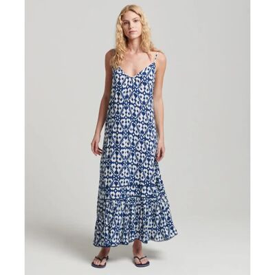 Superdry Robe Sans Manches Vintage Long Beach Cami Arrow Ikat Blue M Femme - Publicité Superdry Robe Sans Manches Vintage Long Beach Cami Arrow Ikat Blue M Femme - Publicité
