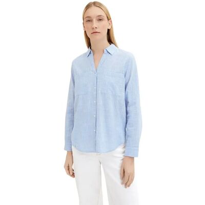 Tom Tailor Chemisier à Manches Longues With Slub Structure 1035247 Dreamy Blue 44 Femme - Publicité Tom Tailor Chemisier à Manches Longues With Slub Structure 1035247 Dreamy Blue 44 Femme - Publicité