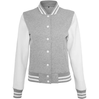 Build Your Brand Veste Sweat College Grey / White XS Femme - Publicité Build Your Brand Veste Sweat College Grey / White XS Femme - Publicité