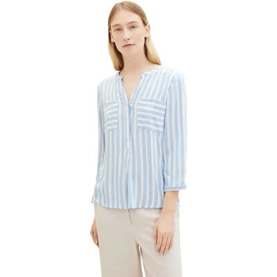 Tom Tailor Blouse à Manches 3/4 Offwhite Blue Vertical Stripe 44 Femme - Publicité Tom Tailor Blouse à Manches 3/4 Offwhite Blue Vertical Stripe 44 Femme - Publicité