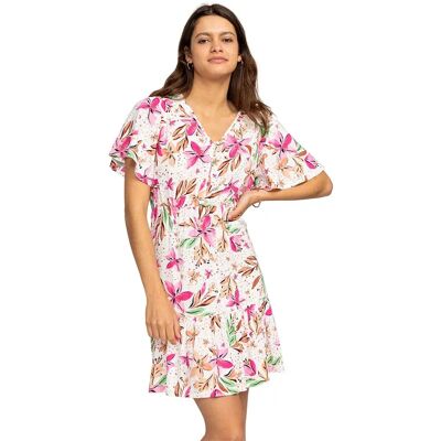 Roxy Robe Courte à Manches Courtes Sea Symphony Snow White Happy Tropical S Femme - Publicité Roxy Robe Courte à Manches Courtes Sea Symphony Snow White Happy Tropical S Femme - Publicité