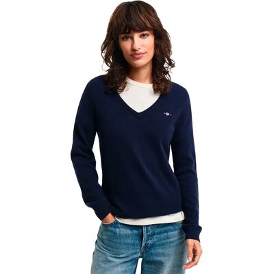 Gant Pull à Col En V 4805262 Evening Blue M Femme - Publicité Gant Pull à Col En V 4805262 Evening Blue M Femme - Publicité