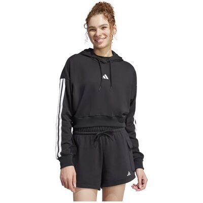Adidas Sweat à Capuche Essentials 3 Stripes French Terry Crop Black / White XL Femme - Publicité Adidas Sweat à Capuche Essentials 3 Stripes French Terry Crop Black / White XL Femme - Publicité