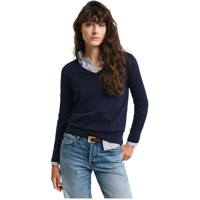 Gant Pull à Col En V 4800400 Evening Blue XS Femme - Publicité Gant Pull à Col En V 4800400 Evening Blue XS Femme - Publicité