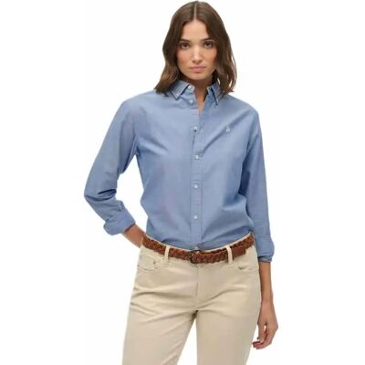 Superdry Chemise à Manches Longues Slim Oxford Bd Azure Blue Chambray Oxford L Femme - Publicité Superdry Chemise à Manches Longues Slim Oxford Bd Azure Blue Chambray Oxford L Femme - Publicité