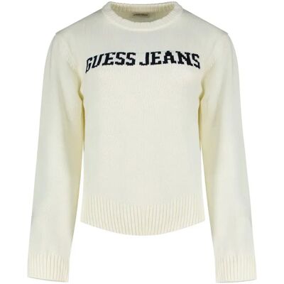 Guess Jeans Pull Intarsia Warm White L Femme - Publicité Guess Jeans Pull Intarsia Warm White L Femme - Publicité
