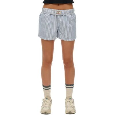 Superdry Short Stripe Elastic Azure Blue Stripe Oxford L Femme - Publicité Superdry Short Stripe Elastic Azure Blue Stripe Oxford L Femme - Publicité
