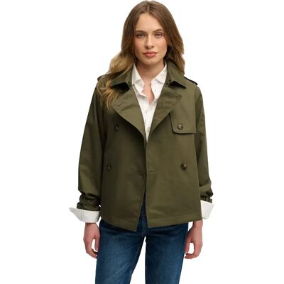 Superdry Manteau Short Trench Dusty Olive Green XL Femme - Publicité Superdry Manteau Short Trench Dusty Olive Green XL Femme - Publicité