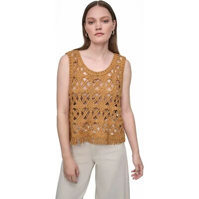 Dkny Pull Crochet Scoop Whiskey XS Femme - Publicité Dkny Pull Crochet Scoop Whiskey XS Femme - Publicité