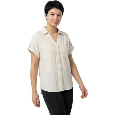 Vero Moda Chemise à Manches Courtes Thilde Silver Lining / Snow White L Femme - Publicité Vero Moda Chemise à Manches Courtes Thilde Silver Lining / Snow White L Femme - Publicité