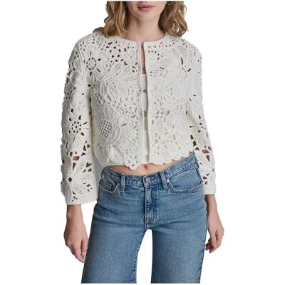 Dkny Cardigan Floral Crochet Eggnog White XS Femme - Publicité Dkny Cardigan Floral Crochet Eggnog White XS Femme - Publicité