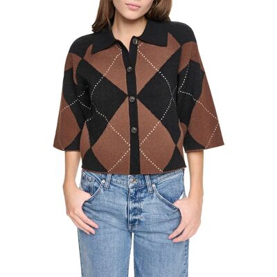 Dkny Cardigan Fuzzy Argyle Elbow Black / Chestnut Black L Femme - Publicité Dkny Cardigan Fuzzy Argyle Elbow Black / Chestnut Black L Femme - Publicité