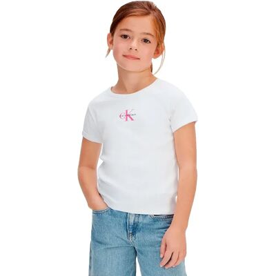 Calvin Klein Jeans T-shirt à Manches Courtes Monologo Rib Baby Bright White 12 Années Fille - Publicité Calvin Klein Jeans T-shirt à Manches Courtes Monologo Rib Baby Bright White 12 Années Fille - Publicité