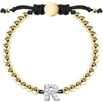 Le Petite Story Bracelet Boules Letter R Black / Golden One Size Femme - Publicité Le Petite Story Bracelet Boules Letter R Black / Golden One Size Femme - Publicité