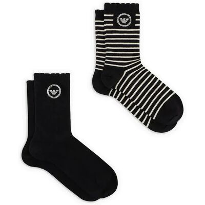 Giorgio Armani Emporio Armani Chaussettes Courtes Ew000579_af13229 2 Paires Black / Ivory Stripes EU 35-40 Femme - Publicité Giorgio Armani Emporio Armani Chaussettes Courtes Ew000579_af13229 2 Paires Black / Ivory Stripes EU 35-40 Femme - Publicité