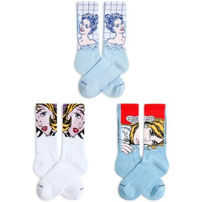 Jimmy Lion Chaussettes Longues Athletic Roy Lichtenstein 3 Paires Multicolor EU 36-40 Homme,Femme - Publicité Jimmy Lion Chaussettes Longues Athletic Roy Lichtenstein 3 Paires Multicolor EU 36-40 Homme,Femme - Publicité