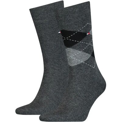 Tommy Hilfiger Chaussettes Check 2 Paires Anthracite EU 47-49 - Publicité Tommy Hilfiger Chaussettes Check 2 Paires Anthracite EU 47-49 - Publicité