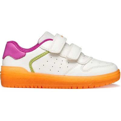 Geox Baskets Sans Lacets Junior Washiba White / Orange EU 26 Fille - Publicité Geox Baskets Sans Lacets Junior Washiba White / Orange EU 26 Fille - Publicité