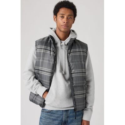 Levi's Gilet Rockwell Réversible - Homme - Gris / Dutton Plaid Grey Pinstripe Rip Stop - L - Publicité Levi's Gilet Rockwell Réversible - Homme - Gris / Dutton Plaid Grey Pinstripe Rip Stop - L - Publicité