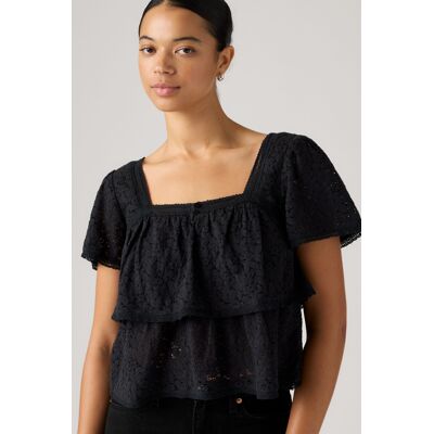 Levi's Blouse Manche Courte Dom Maille Dentelle - Femme - Noir / Anthracite Night Lace - S - Publicité Levi's Blouse Manche Courte Dom Maille Dentelle - Femme - Noir / Anthracite Night Lace - S - Publicité
