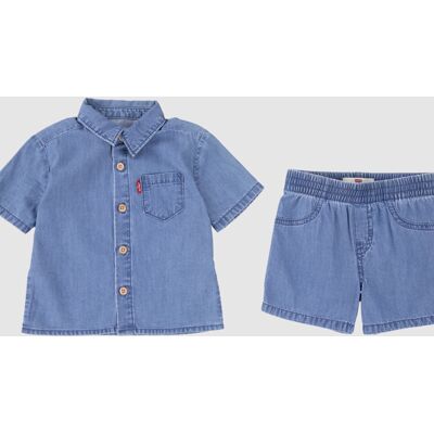 Levi's Baby Western Denim Shirt And Shorts 2 Piece Set - Homme - Bleu / Thrifted - 18M - Publicité Levi's Baby Western Denim Shirt And Shorts 2 Piece Set - Homme - Bleu / Thrifted - 18M - Publicité
